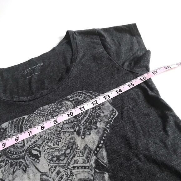 Lucky Brand Elephant Short Sleeve Bohemian Tee Gray Sz S - Picture 5 of 8
